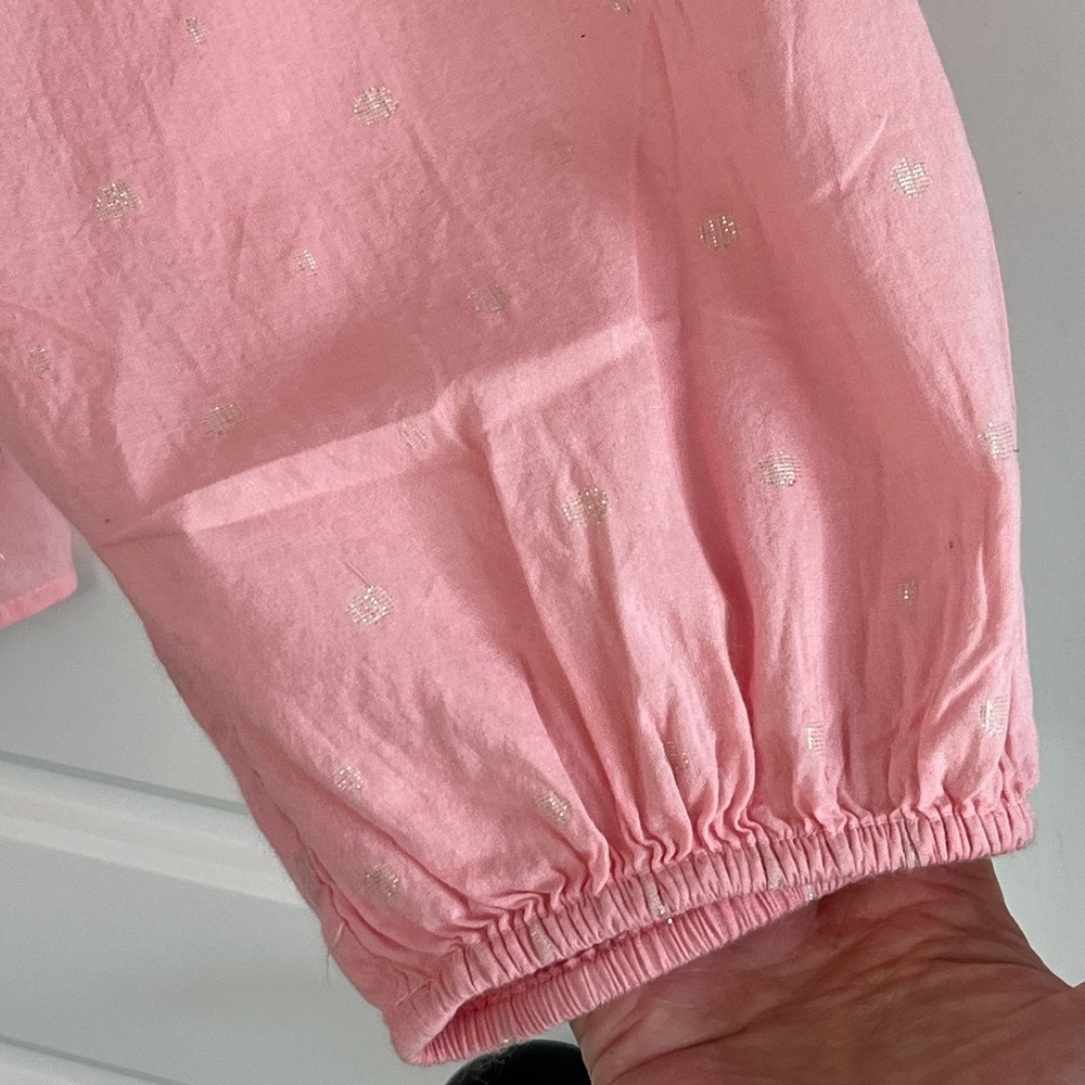 Crown & Ivy 100% Cotton Split V Blush Pink Silver Beads Peasant Blouse Sz XL - Picture 4 of 12